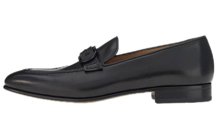 FERRAGAMO Gancini Leather Men's Casual Shoes Men's Black