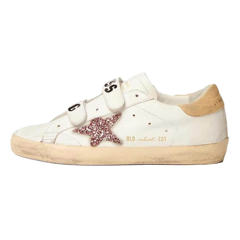 Golden Goose Old School Cow Leather Low top Skateboard Shoes Women's White Distressed