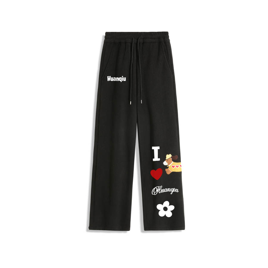 HUANQIU Casual Pants Unisex Thickened Straight Fit Pants