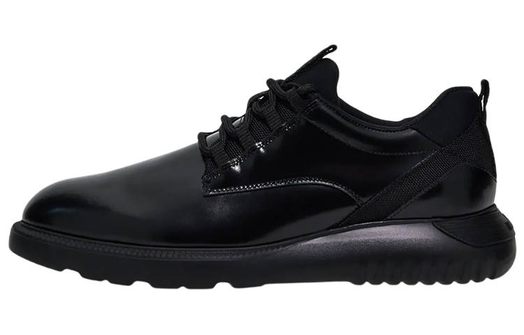 HOGAN Leather Lace Up Low top Fashion Casual Shoes Men's Black