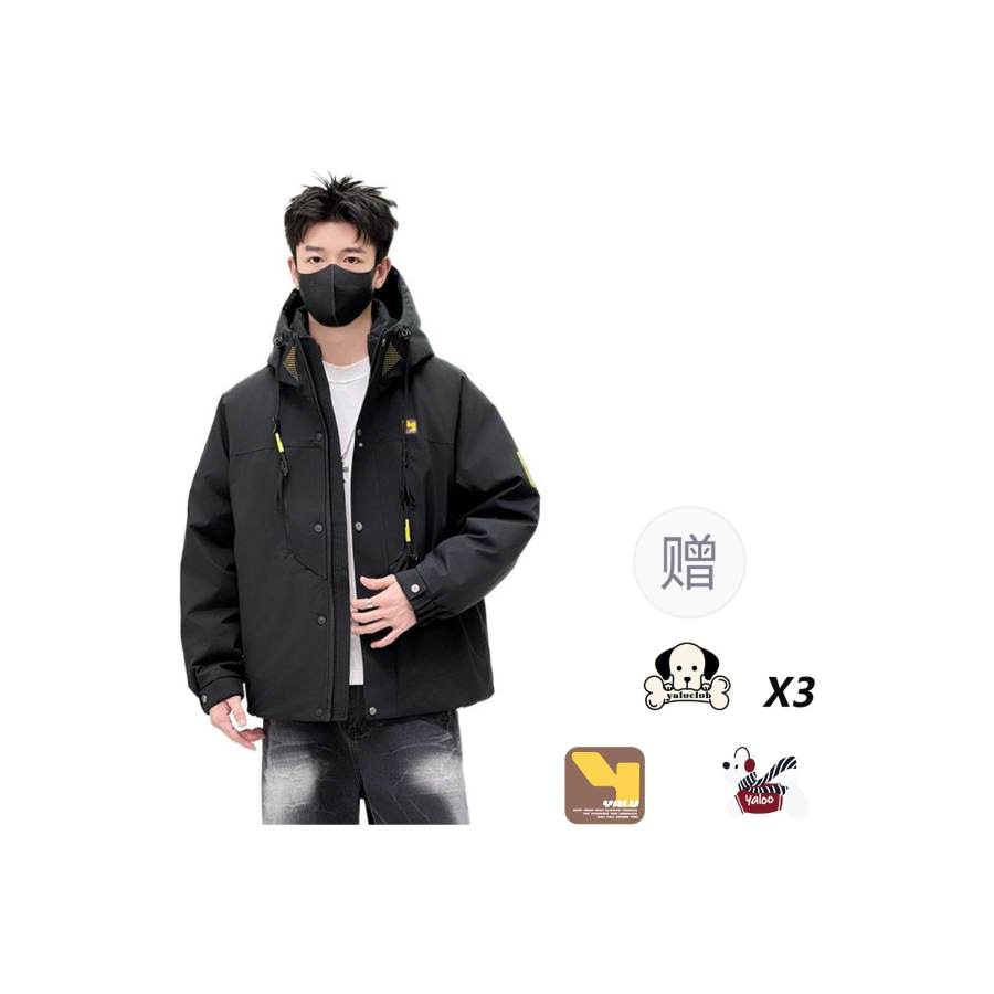 YALU Down Jackets Unisex Hooded Thickened