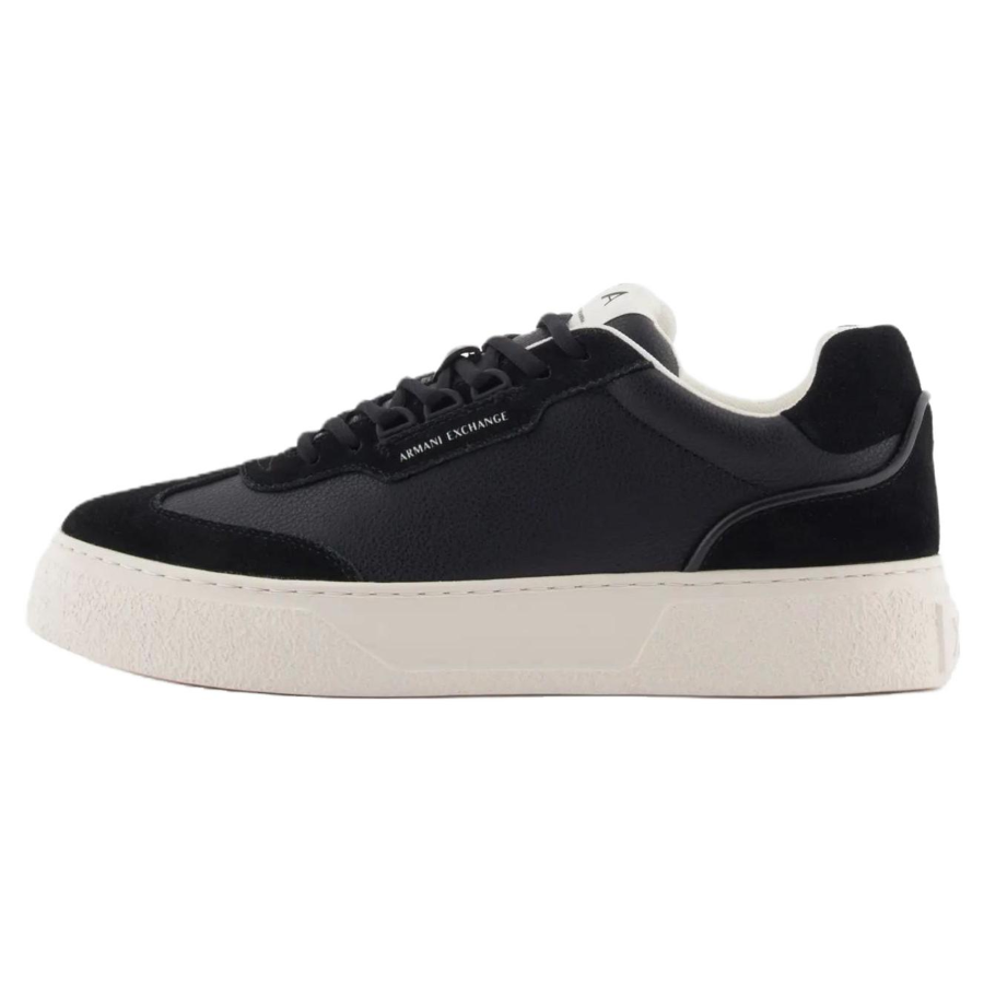 ARMANI EXCHANGE ARMANI EXCHANGEAE Cow Split Leather Low top Skateboard Shoes 4cm Men's Black