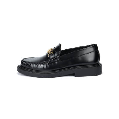 CELINE Cow Leather Loafers Women's Black