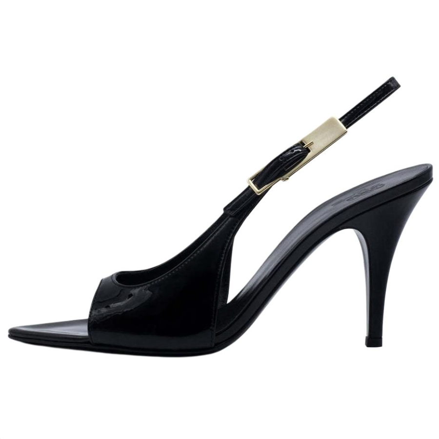 GIA BORGHINI Maureen Patent Leather One Strap Sandals 8.5cm Women's Black