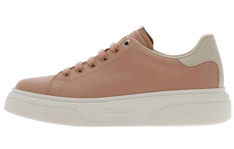 FERRAGAMO Vara Cow Leather Abrasion Resistant Abrasion Resistant Low top Skateboard Shoes Women's Light Pink Red