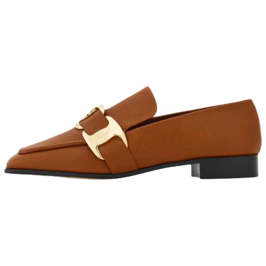 FERRAGAMO Vara Sheepskin Casual Shoes 2cm Women's Brown