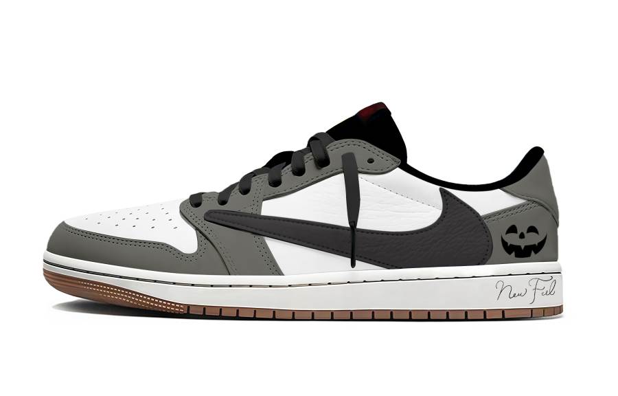 Jordan Travis Scott x Jordan Air Jordan 1 Grey Pumpkin Fashion Trend Abrasion Resistant Abrasion Resistant Low top