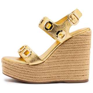 Larroude Milan Leather One Strap Sandals 12.45cm Women's Gold