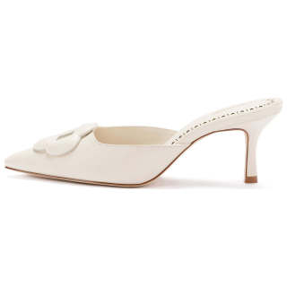 Larroude Closed Toe Slippers 6cm Women's White