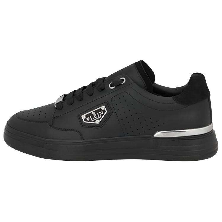 PHILIPP PLEIN Cow Leather, Leather Low top Skateboard Shoes Unisex Black
