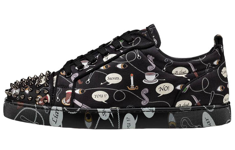 Christian Louboutin CL Louis Junior 1.0 Low top Stylish Skateboarding Shoes Men's Black