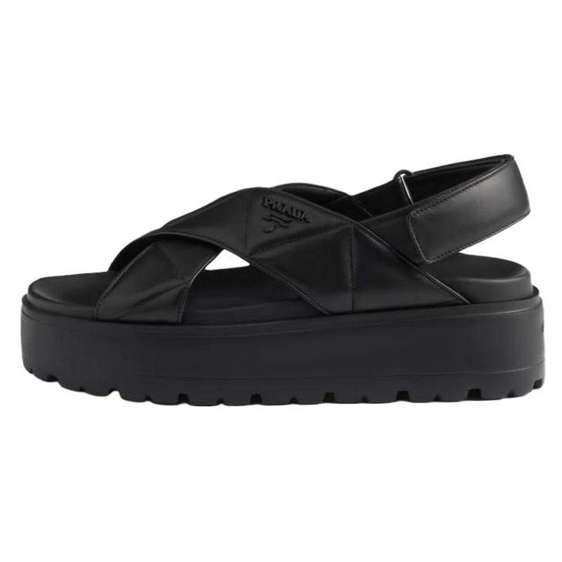 PRADA PRADA Leather One Strap Sandals 4.5cm Women's Black