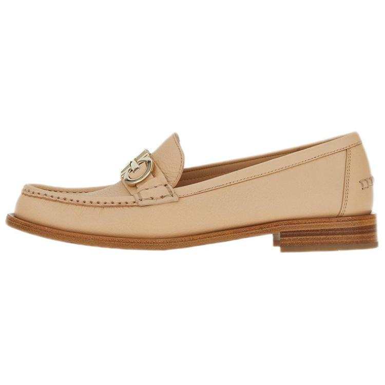 FERRAGAMO Gancini Leather Loafers Women's Light Brown