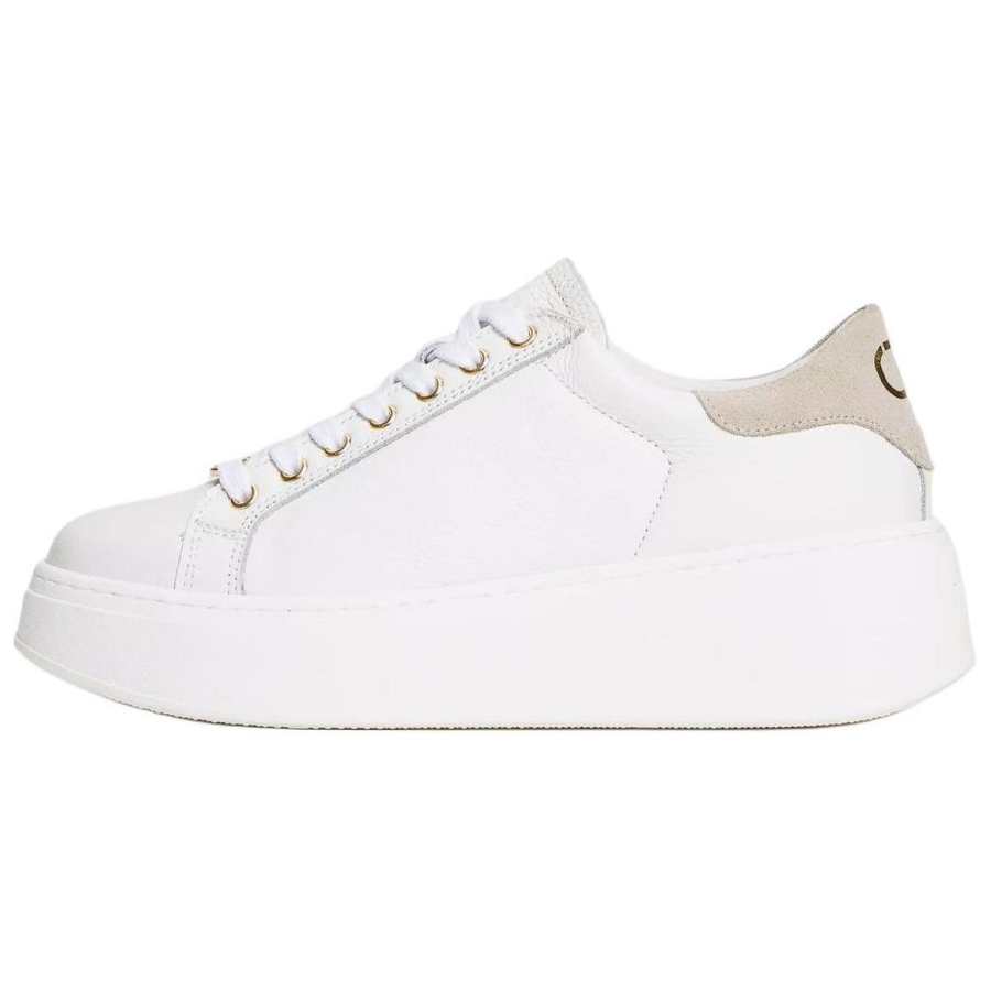 Twinset Cow Leather Skateboard Shoes Women's White