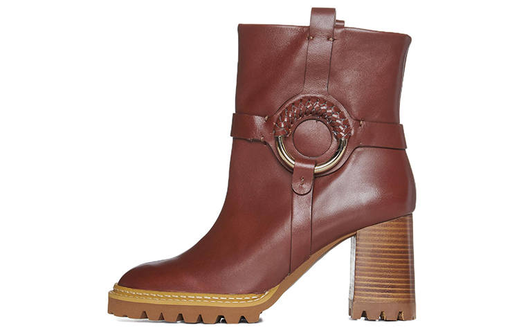 See By Chloe Hana Leather Fashion Ankle Boots Women's Brown