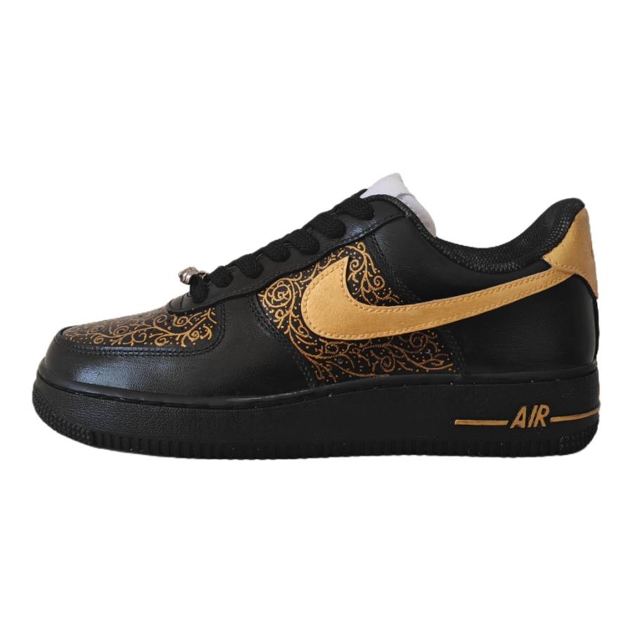 Nike Nike Air Force 1 Slip Resistant Low top Skateboard Shoes Men's Black Gold