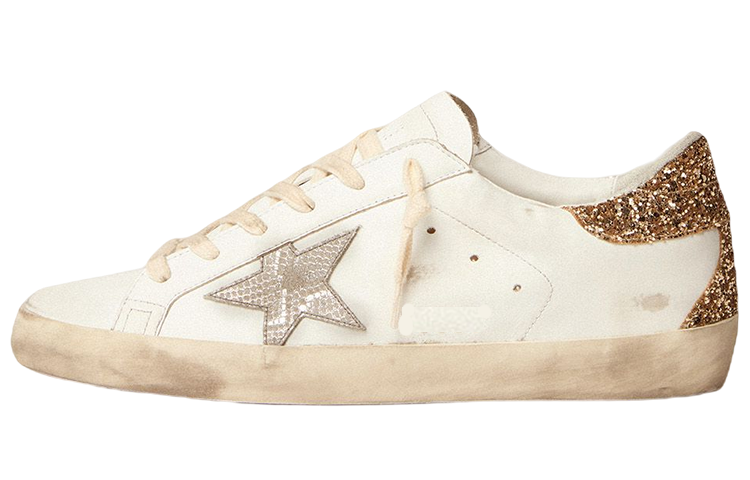 Golden Goose Super Star Low top Stylish Skateboarding Shoes Women's White Distressed
