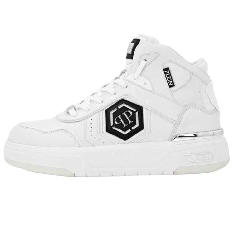 PHILIPP PLEIN Hi Top Leather High top Skateboard Shoes Men's White