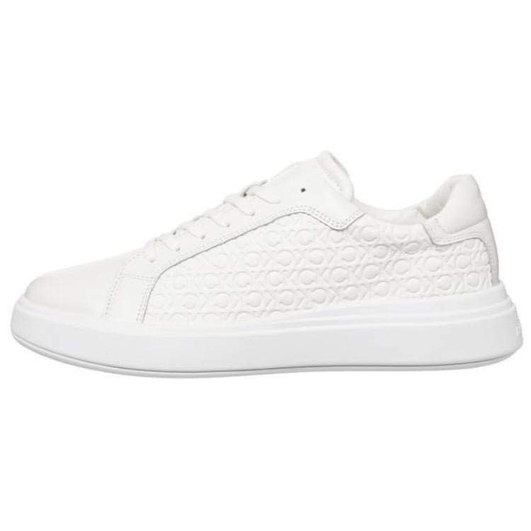 CALVIN KLEIN Leather Low top Skateboard Shoes Men's White