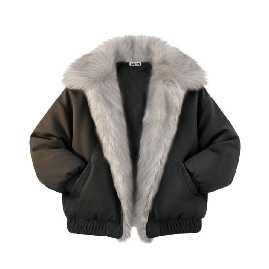 HUANQIU Puffer Jackets Unisex Lapel Thickened Puffer Jacket