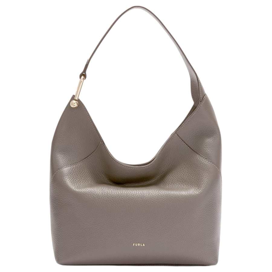 Furla Calfskin Shoulder Bag Medium Women's City Gray