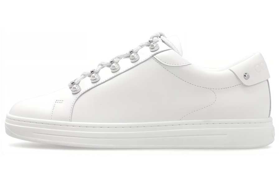 Jimmy Choo Antibes Leather Low top Stylish Skateboarding Shoes Women's White