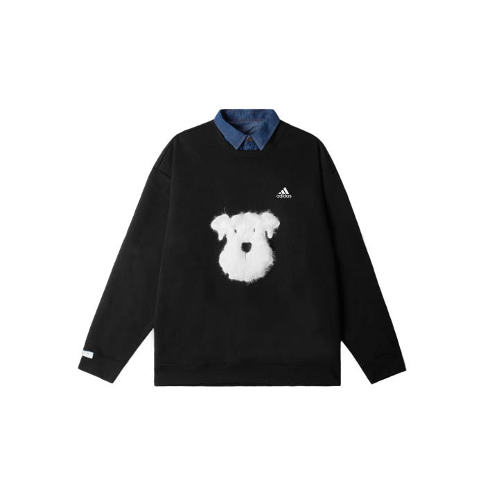 Adidas Adidas LABEL Sweatshirts Unisex Black Polo Collar Moderate