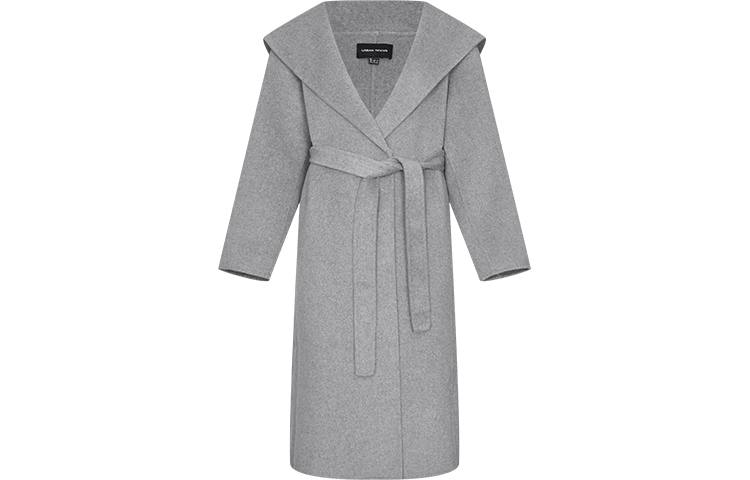 URBAN REVIVO Coats Women's Medium Gray Heather Gray Hooded Thickened