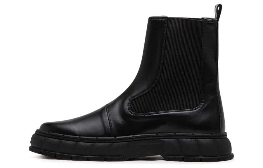 VIRÓN Pu Short Chelsea Boots 4cm Unisex Black