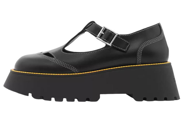 Burberry Leather Platform Shoes Women's Black