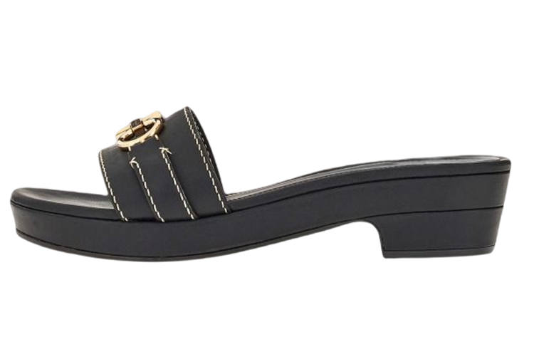FERRAGAMO Gancini Slide Slippers Women's Black