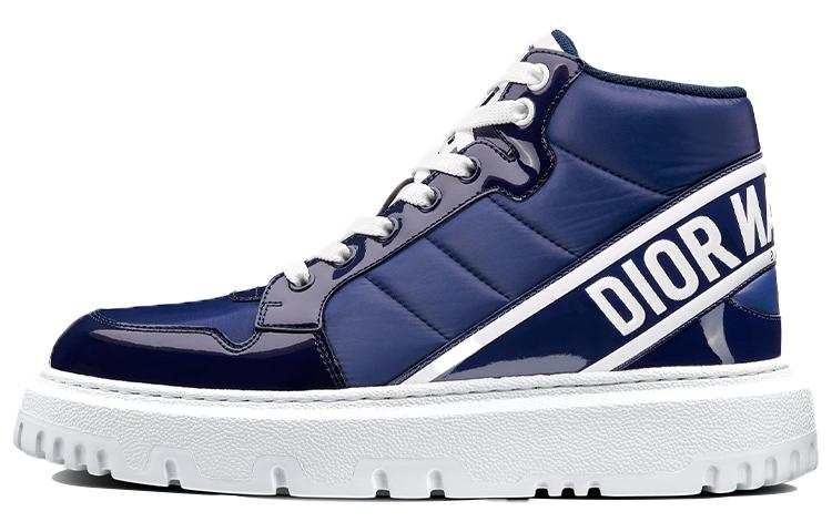 DIOR D Player High top Stylish Skateboarding Shoes Women's Marine Blue