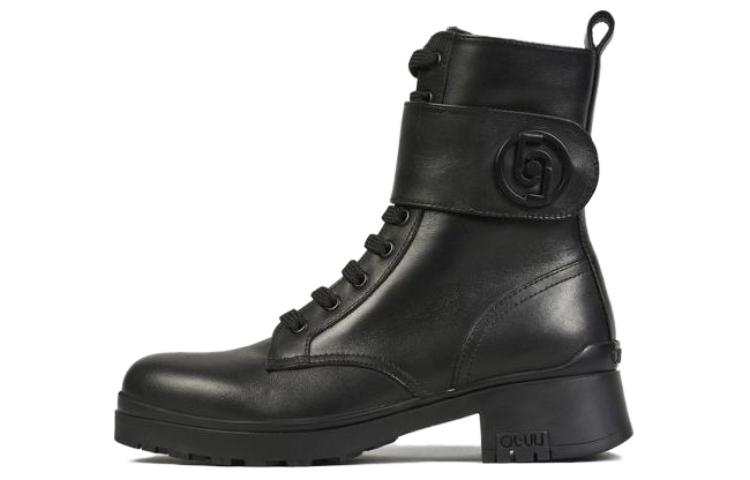 LIU·JO Leather Crew Combat Boots Women's Black
