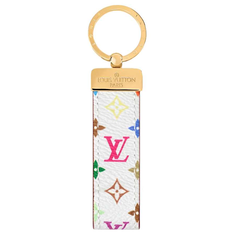 LOUIS VUITTON Takashi Murakami Collaboration DRAGONNE Monogram Canvas Keychain Bag Accessory Women's White
