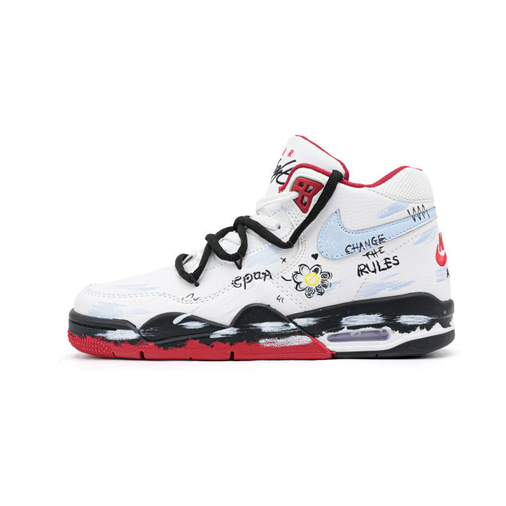Nike Nike Flight Legacy Cerulean Small Flower Mid top Vintage Basketball Shoes Men's White Blue Red