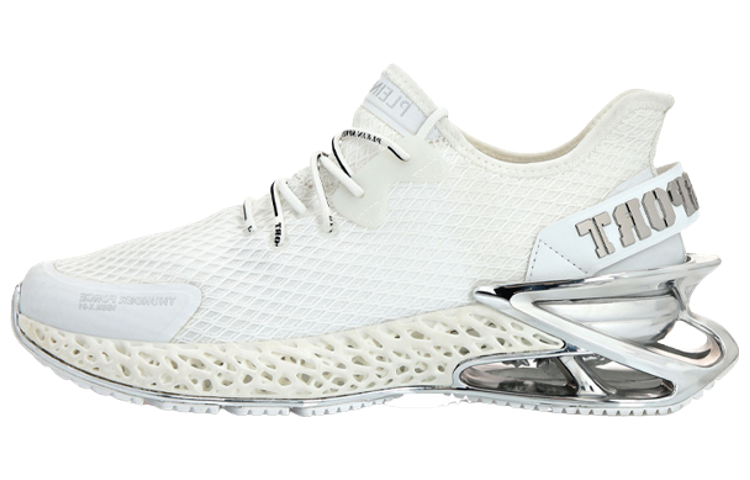 PLEIN SPORT Mesh Low top Sports Casual Shoes Unisex White Silver