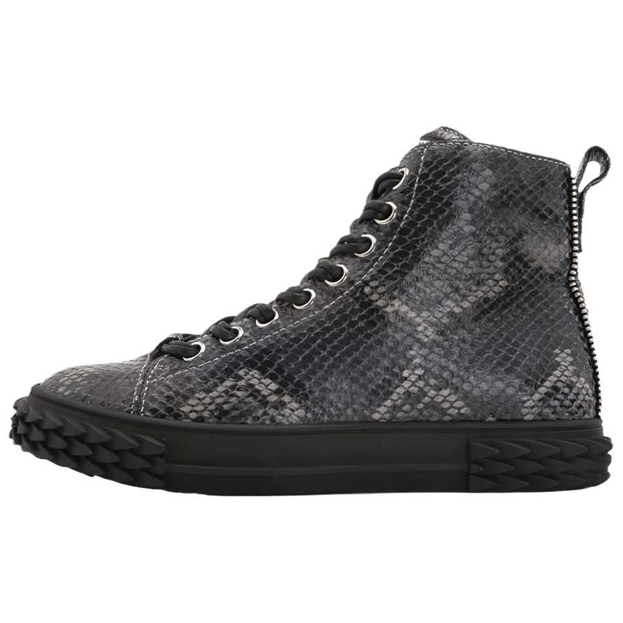 Giuseppe Zanotti Giuseppe Zanotti/GZ Blabber Leather Embossed Abrasion Resistant High top Skateboard Shoes Men's Black