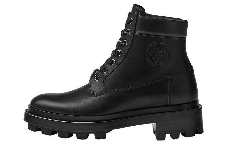 HERMES HERMES Fair Leather Ankle Boots Men's Black