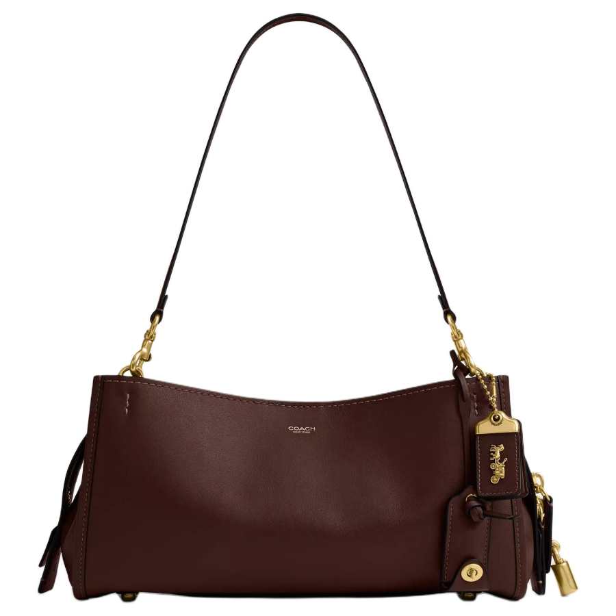 COACH Rogue Cow Leather Crossbody Bag, Shoulder Bag Large Women's Red Brown