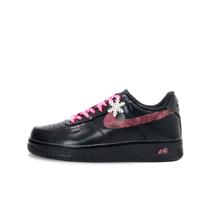 Nike Nike Air Force 1 Sparkling Pink Diamond Leather Height Increasing Support Low top Skateboard Shoes Unisex