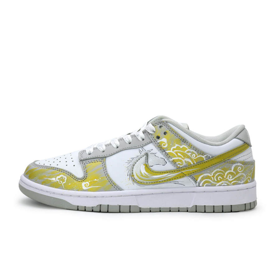 Nike Nike Dunk Immediate Success Leather Abrasion Resistant Low top Skateboard Shoes Unisex Gray Gold