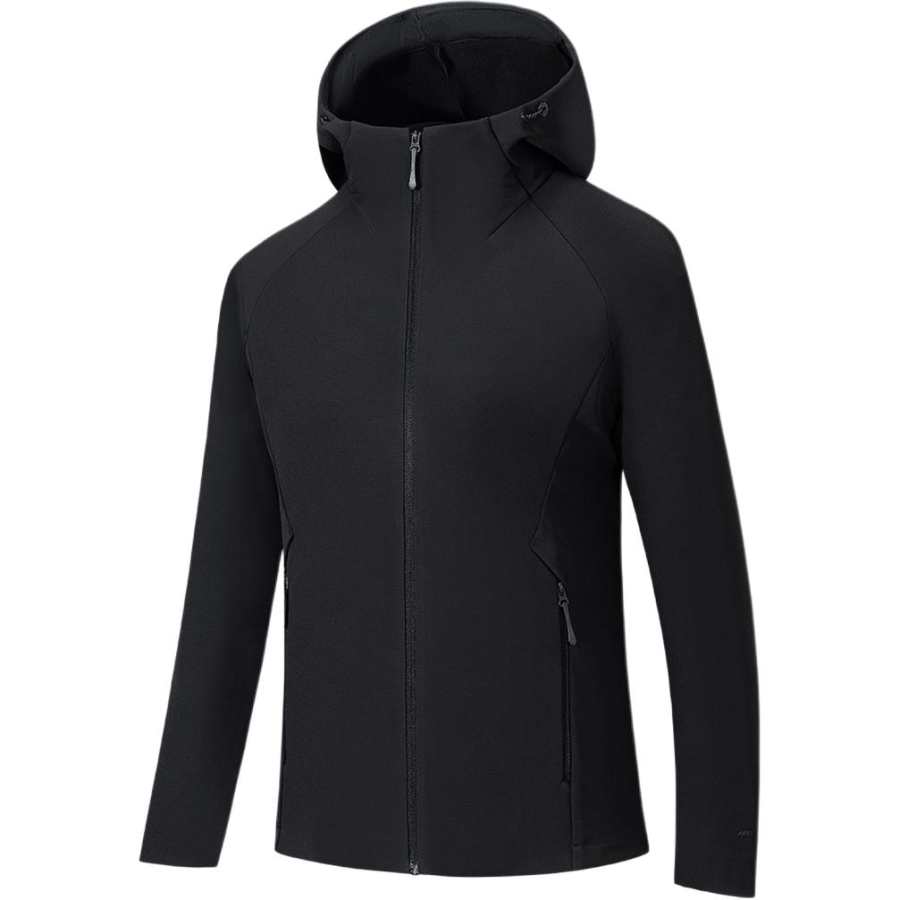 ANTA Jackets Women's Black Hooded Non Detachable Moderate Soft Shell