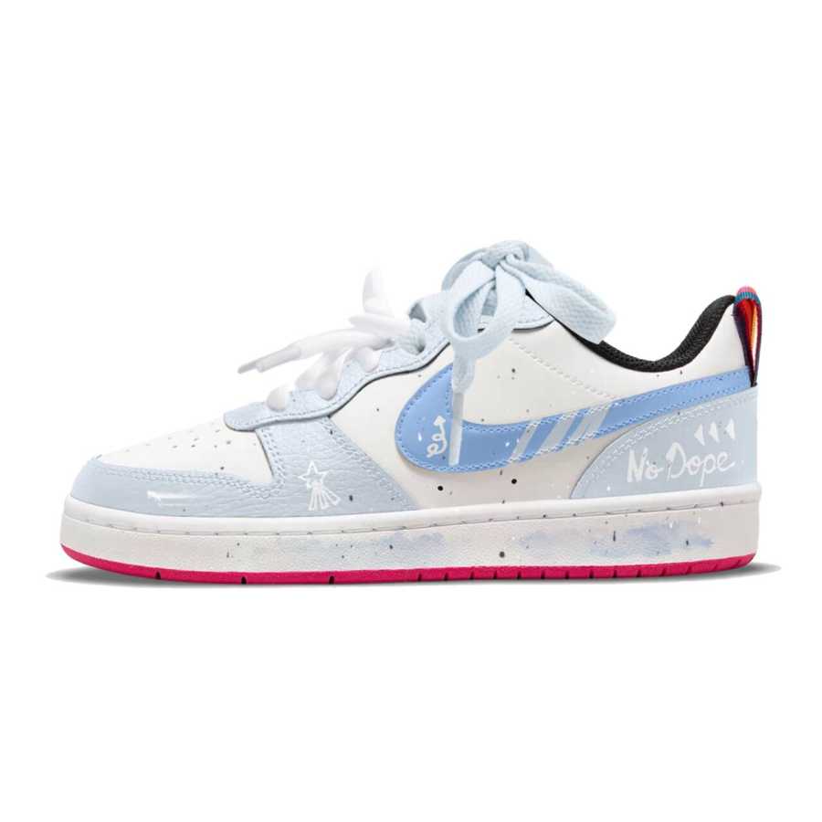 Nike Nike Court Borough East Wall Snow Remnant Leather Abrasion Resistant Low top Kids' Skateboarding Shoes Light Blue