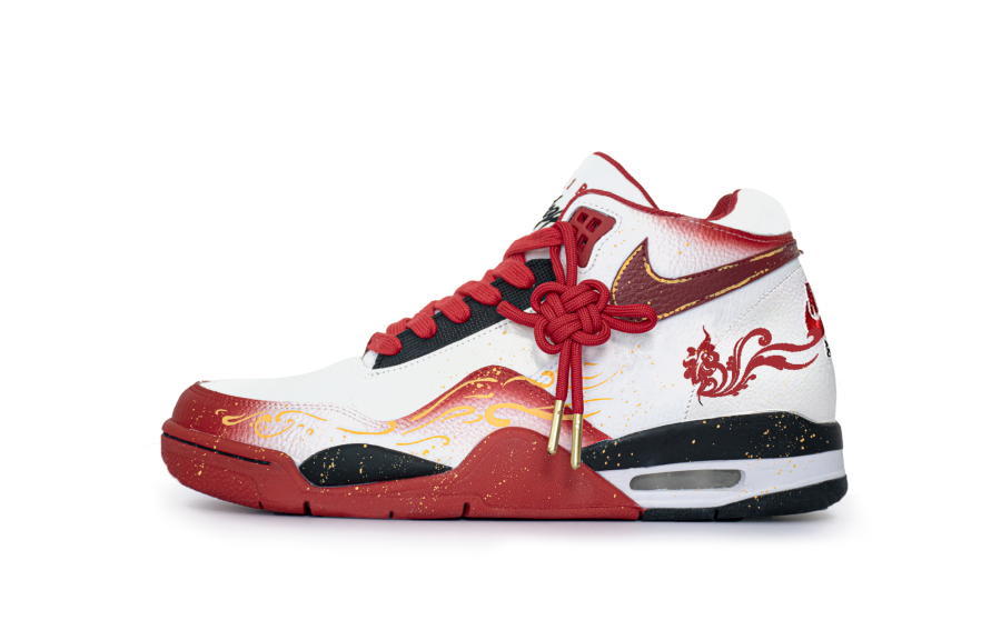 Nike Nike Flight Legacy Golden Horse Brings Fortune Mid top Vintage Basketball Shoes Unisex Red White