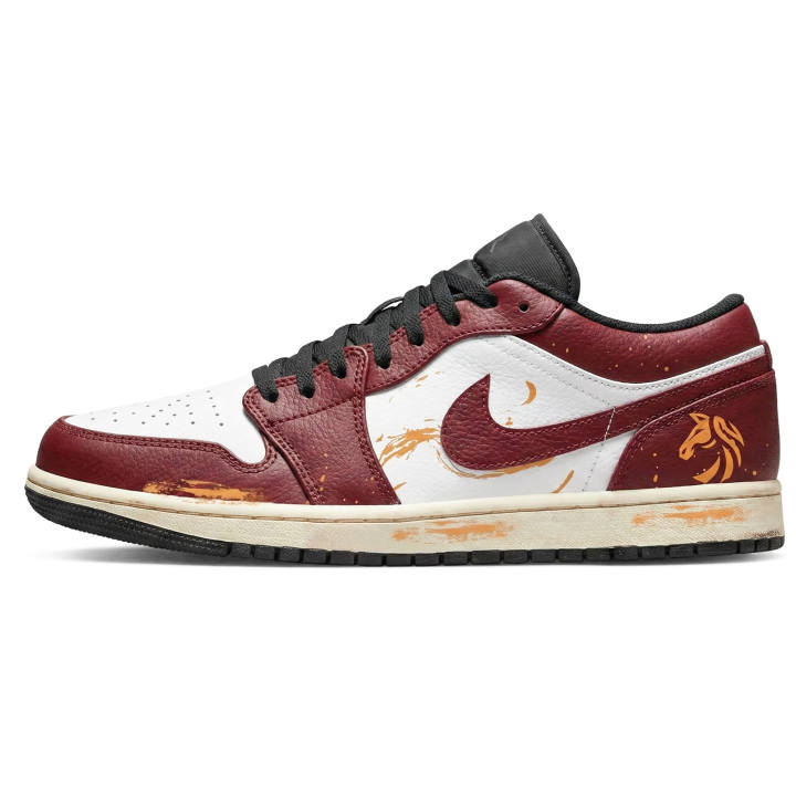 Jordan Jordan Air Jordan 1 Low CNY Horse Year, Three Times Laboratory, Red Mare Gold Abrasion Resistant Low top