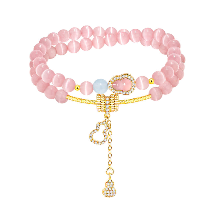 Barbie Synthetic Cubic Zirconia Glass Cat's Eye Copper Alloy Beaded Bracelets Unisex