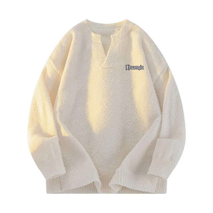 HUANQIU Sweaters Unisex V Neck Moderate