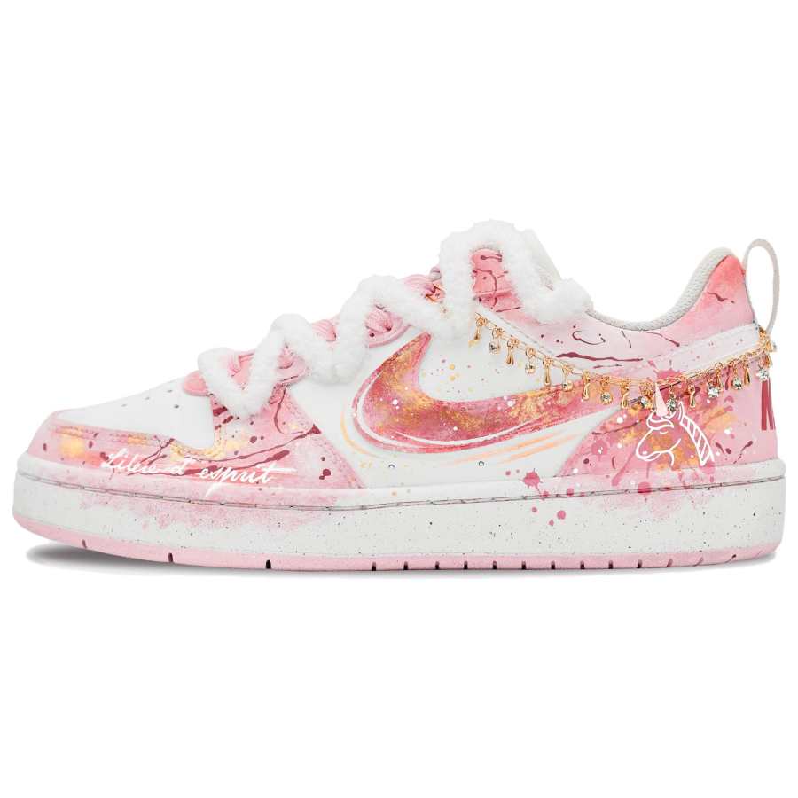 Nike Nike Court Borough Lucky Unicorn Abrasion Resistant Low top Skateboard Shoes Women's Gold Powder