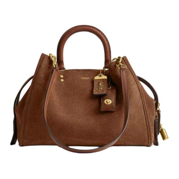 COACH Rogue Cow Leather Shoulder Bag, Crossbody Bag, Handbag Large Women's Warm Brown