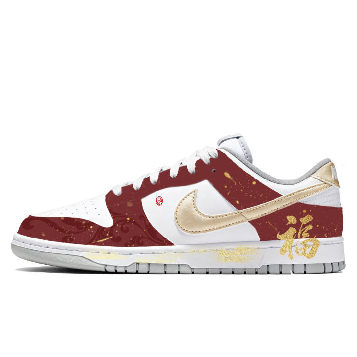 Nike Nike Dunk Red Gold Controls Fortune Lightweight Low top Skateboard Shoes Men's